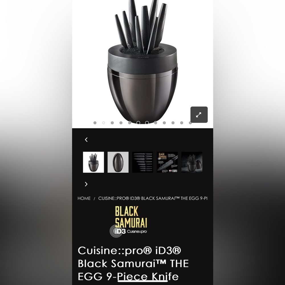 Cuisine::pro Black Samurai Knife Block Set